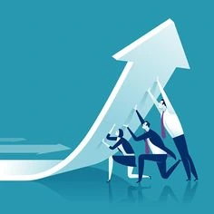SEO growth strategy, teamwork boosting website ranking, and digital marketing success.