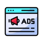 Digital advertising icon representing Facebook Ads and Google Ads.